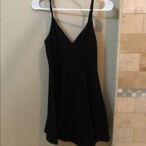 Black spaghetti strap dress, thick material
